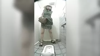 15385506 Looking into the Japanese style toilet of beautiful women from the front