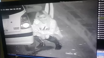 Chick Pees On Security Cam By Car