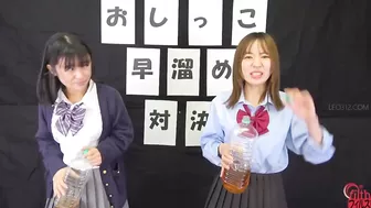 FF-617 01 A battle of school girls begins! The rules are simple. The first to fill the specified container with pee wins