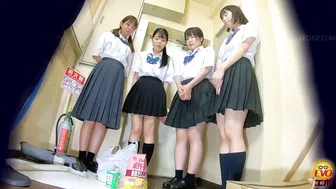 EE-743 03 Hidden camera caught group of female student peeing in a single bottle