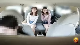 EE-769 08 Shameful pee leak in front of a friend. Wet incident between girlfriends inside the car.