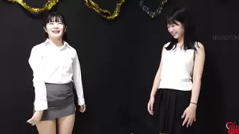 FF-669 02 Pee-holding matches: schoolgirl vs office lady.