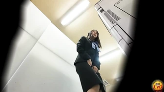 EE-813 01 Hidden camera in the office: OL trying to hold her pee slips into the toilet 5