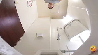 EE-813 03 Hidden camera in the office: OL trying to hold her pee slips into the toilet 5