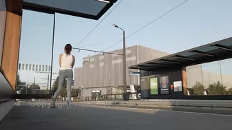 Wet Jeans at Tram Stop