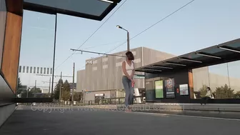 Wet Jeans at Tram Stop