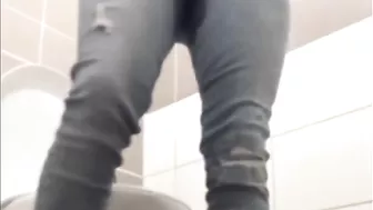 Wetting jeans in the bathroom