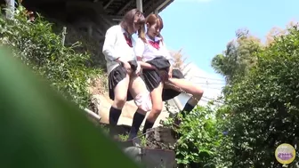 SL-117 01 Group of Japanese schoolgirls peeing during excursion, , PissRIP