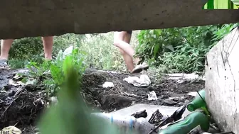 Girls pissing outdoor