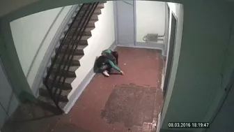 Russian teen peeing in stairwell, Voyeur Desperation, PissRIP