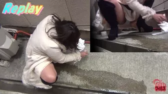 FF-115 Concrete pissing. Outdoor pee splashing by beautiful girls. #1, , PissRIP