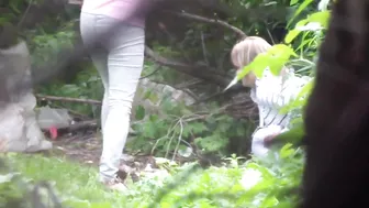 Russian girls and ladies are caught peeing in the woods